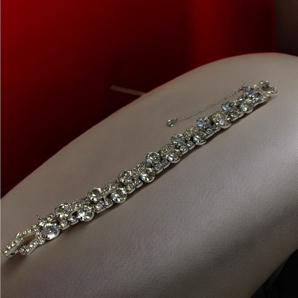 Albert Weiss Vintage Silver Rhodium Crystal Bracelet 7-1/8” - Picture 4 of 14